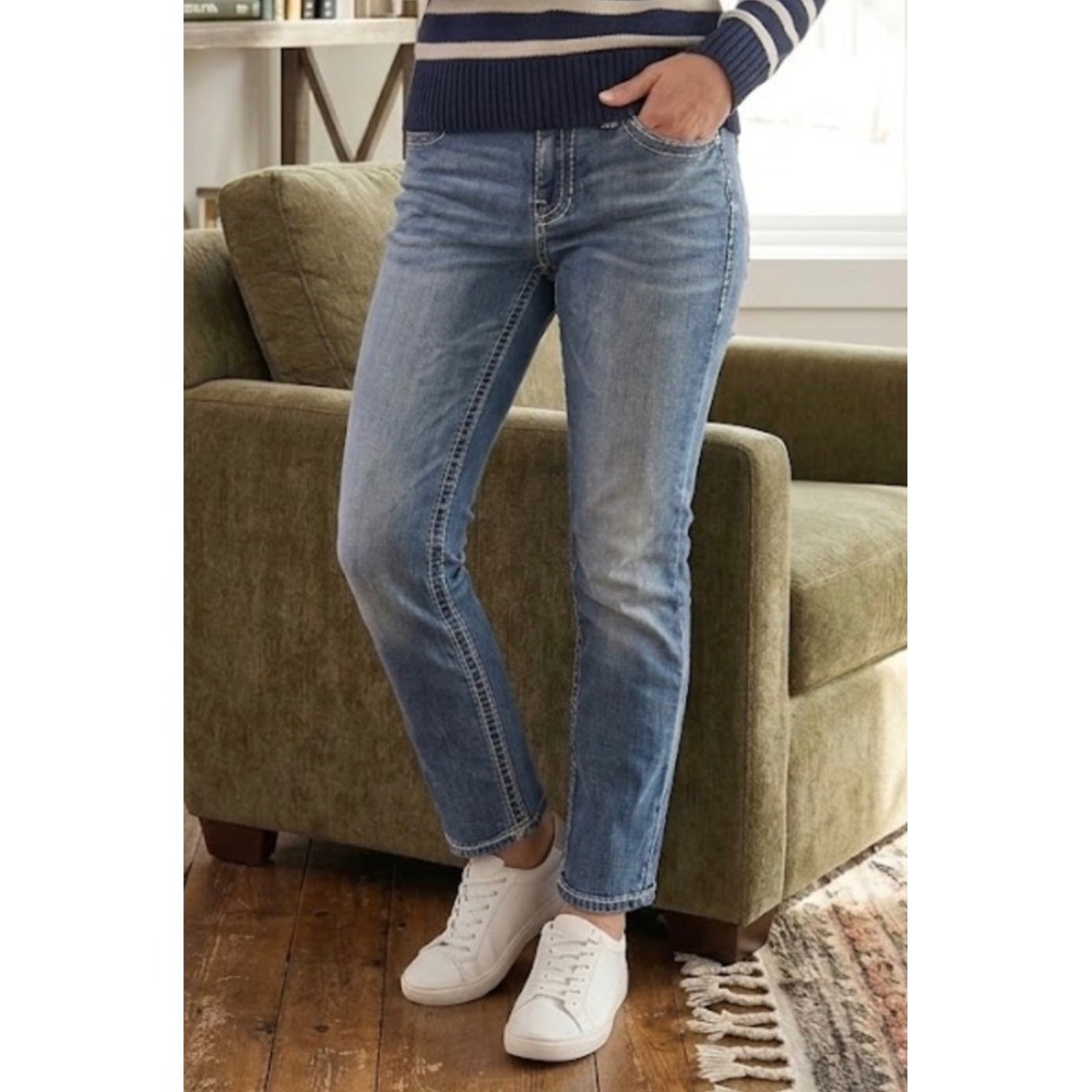 BKE Harper Bootcut Jeans Womens 31R Medium Wash Contrast Stitch Denim